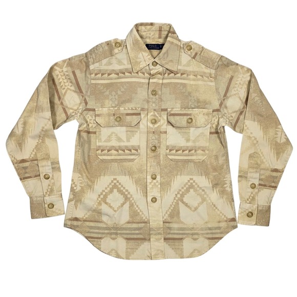 Polo Ralph Lauren Tops - Polo Ralph Lauren Aztec Southwestern Print Button Up Shirt Women's XS Cream